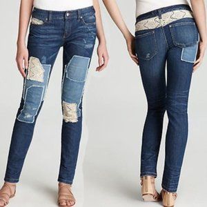 Free People Patchwork Skinny Stretch Jeans